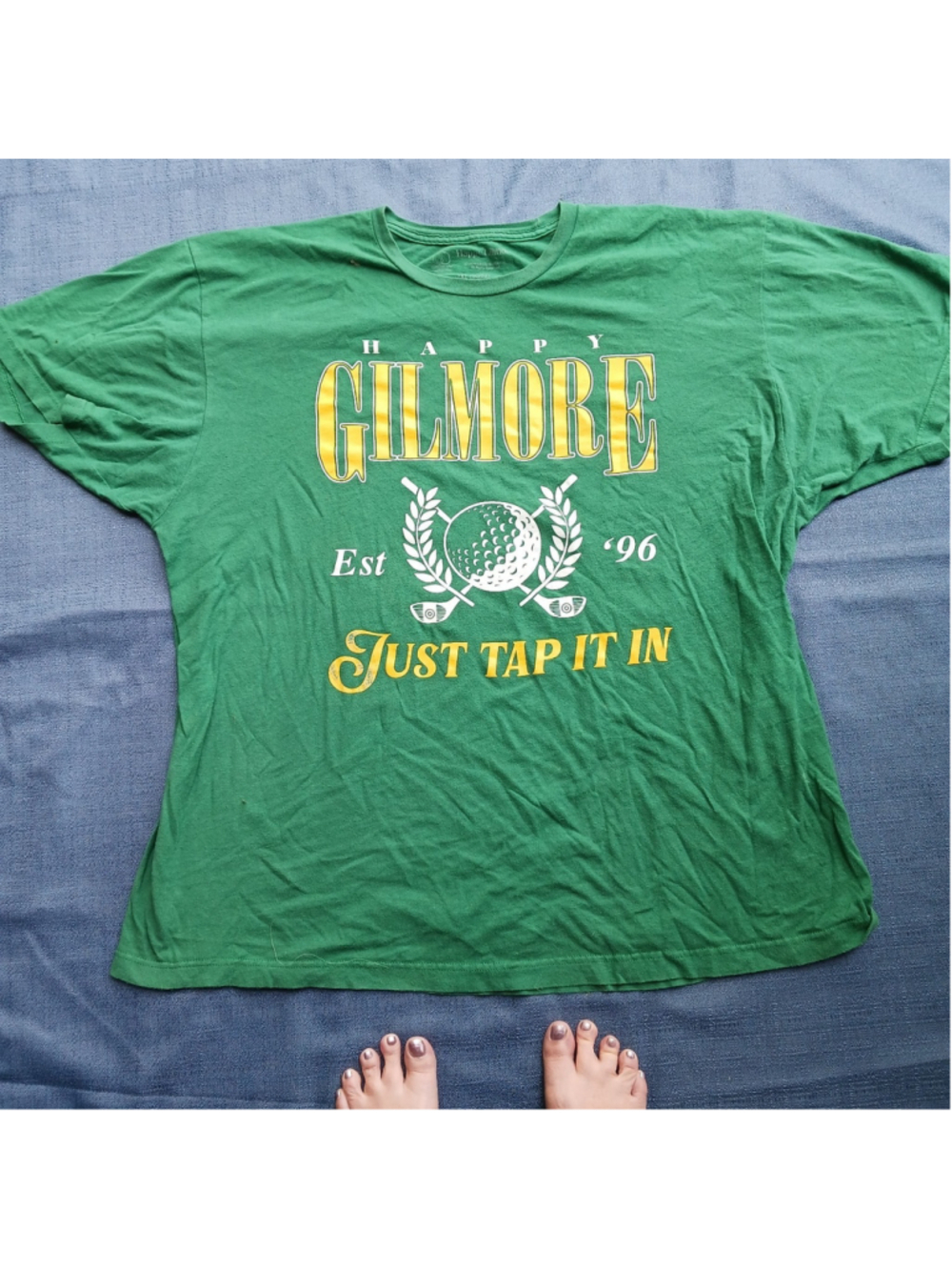 Men's Happy Gilmore Just Tap It In Green Graphic T-Shirt 2XL Adam Sandler